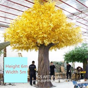 декор за търговски център 6m Изкуствено жълто дърво Banyan голям фикус