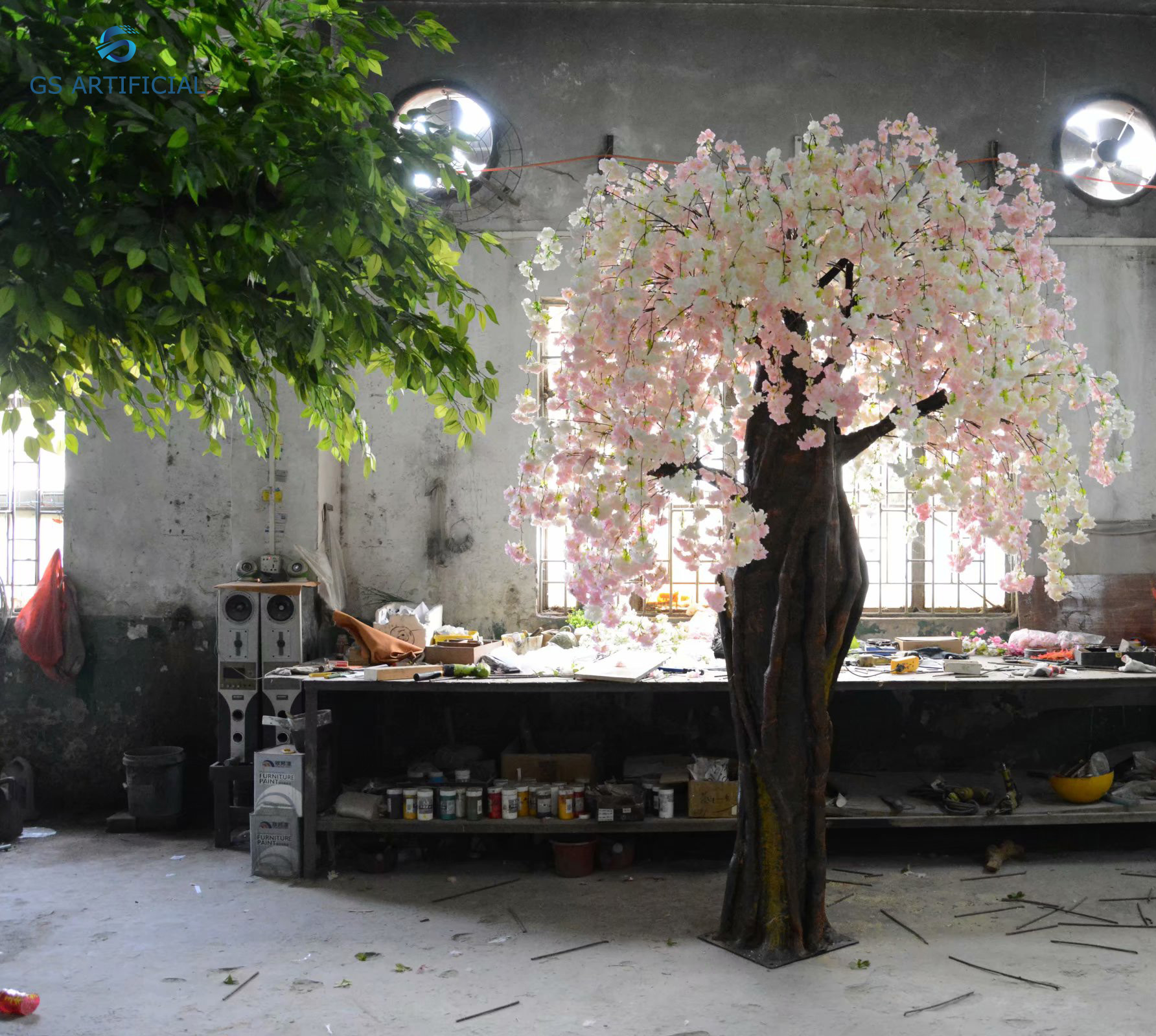 Large Fiberglass Trunk Artificial Plant Flower Cherry Blossom Tree For Wedding Decorations