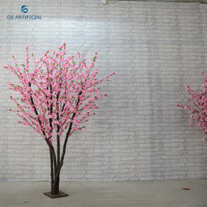 Indoor Artificial Peach Silk Flower Plastic Tree Bridal Home Wedding Garden Decor