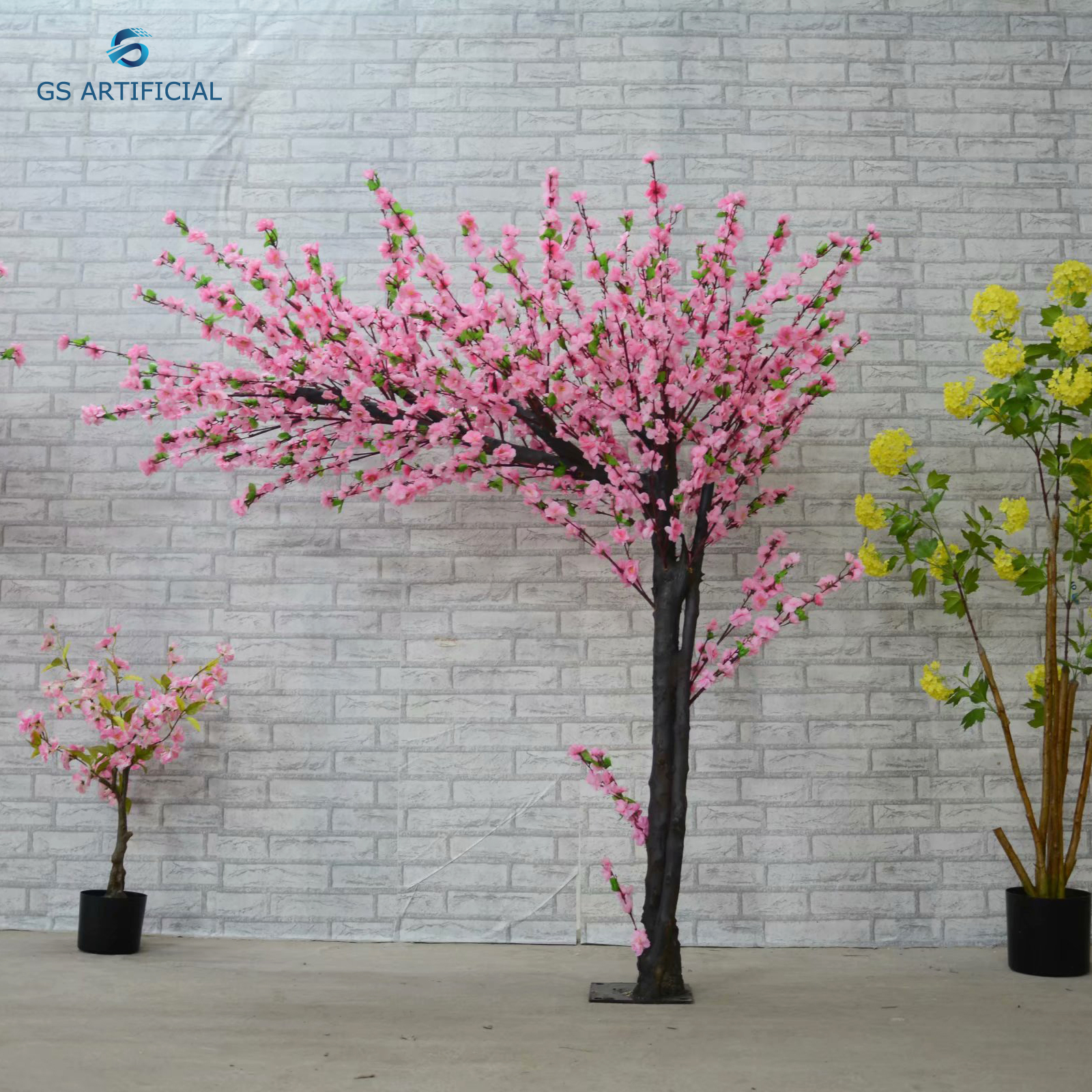 Indoor Artificial Fake Peach Silk Flower Plastic Tree Bridal Home Wedding Garden Decoration