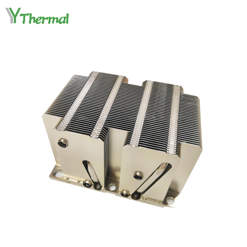 Disipador de calor de aluminio del servidor del disipador de calor de la aleta de la hebilla del perfil 2U con la placa base de aluminio