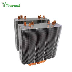 Алуминиумски компјутерски процесорски процесорски активен затворач со перка наредена ладилник со топлински цевки