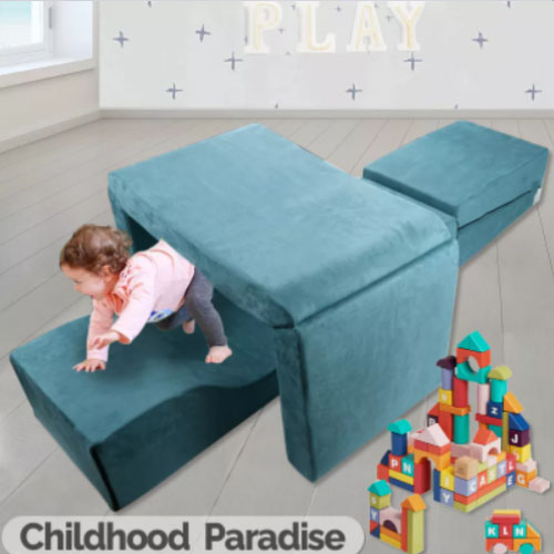 Children Play Sofa Set Perfect Extra Wide Convertible Sofa to Lounger, Comfy Open Play Couch Sleeper for Kids