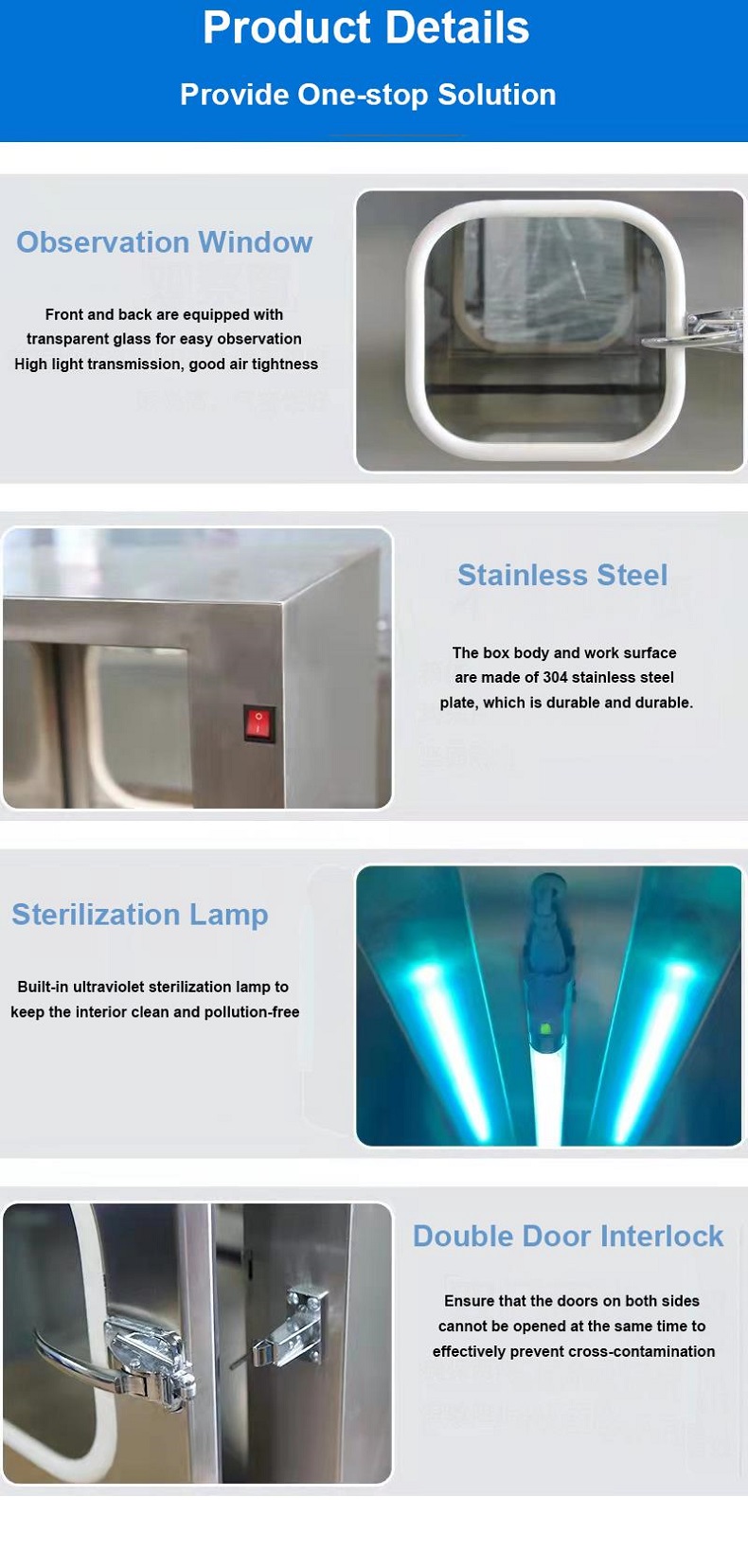 Modular Clean Room Powder Coated Stainless Steel Transfer Window