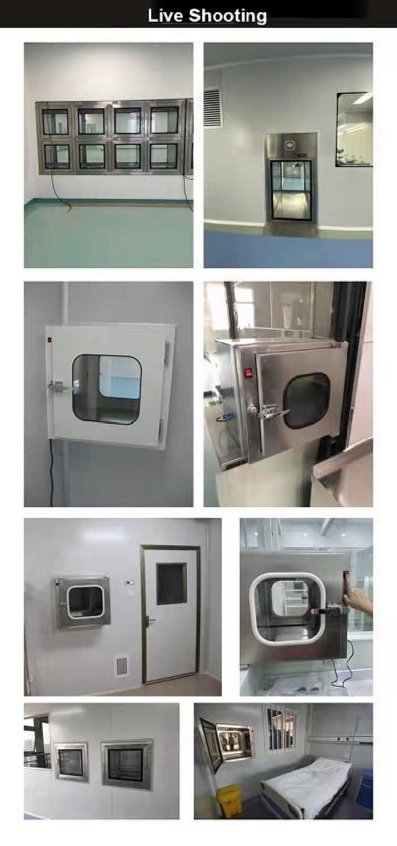 Modular Clean Room Powder Coated Stainless Steel Transfer Window