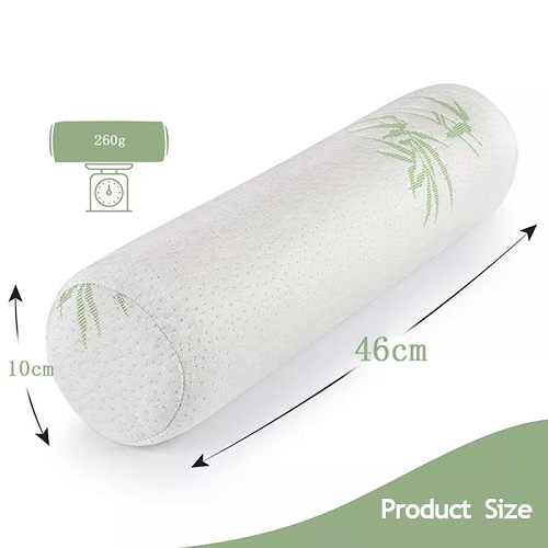 Bamboo Round Cervical Roll Cylinder Bolster Pillow with Removable Washable Cover