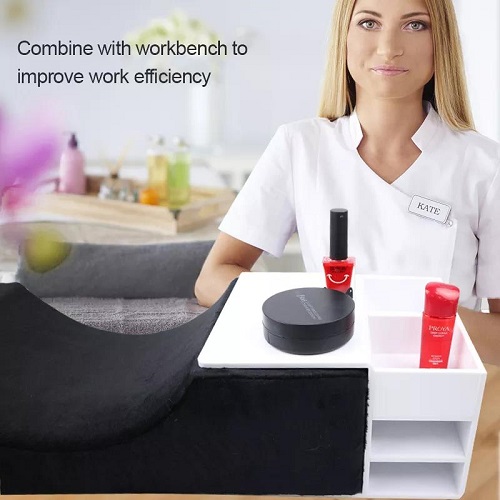 Eyelash Extension Neck Pillow With Acrylic Shelf Organizer Stand for Left People, PU Leather Waterproof Lash Extension Grafting