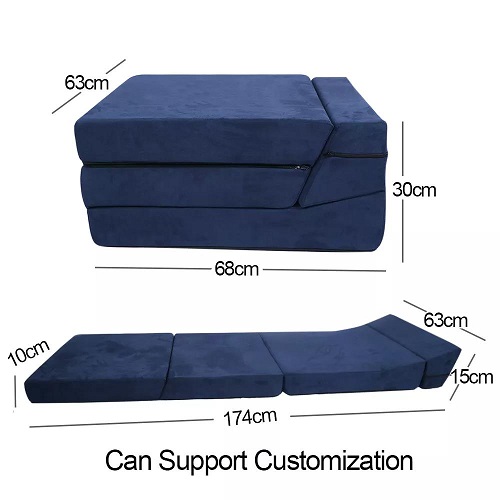 Sofa Bed Folding High-Density Cooling Mattress, Portable Foldable Mattress with Pillow