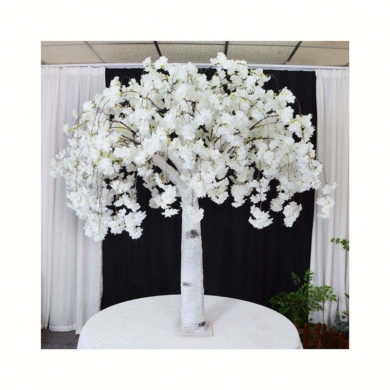 Üvegszálas kis műcseresznye virágfák mesterséges függő virágfa esküvői asztallap dekoráció