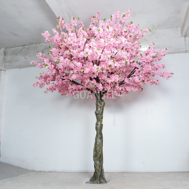 Голямо изкуствено растение черешов цвят Розови цветя Цъфтеж Сакура Дърво за сватбена градинска декорация