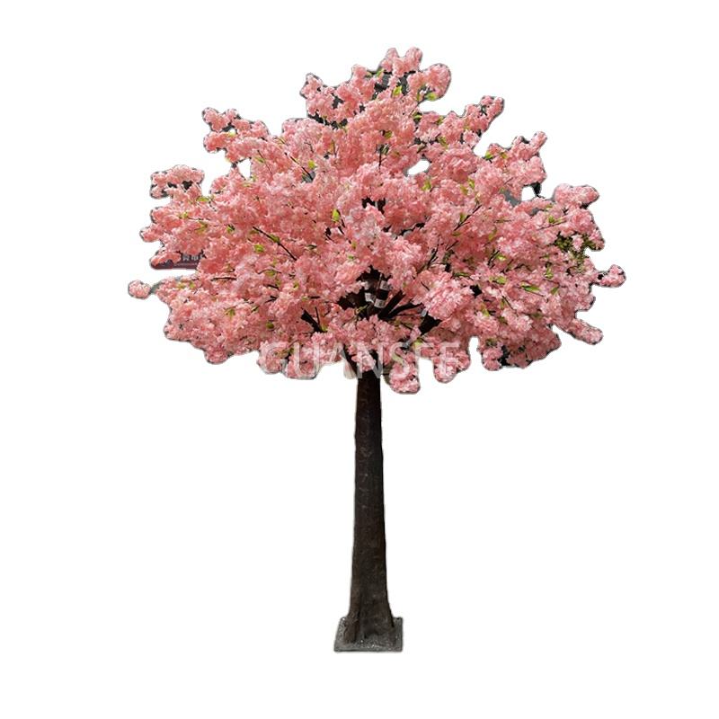 Pemë 2,5 m e madhe artificiale rozë me lule qershie për dekorim