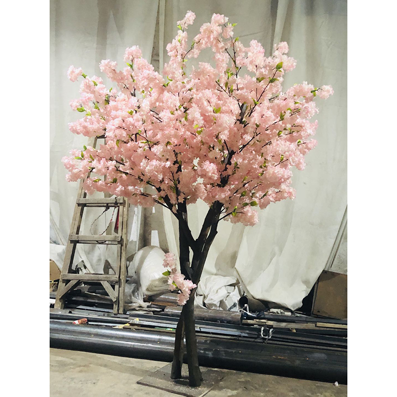  Aha ahaziri nha pink artificial indoor cherry ifuru osisi maka ịchọ agbamakwụkwọ 