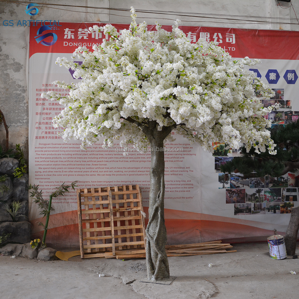  Arbre de fleur de cerisier blanc artificiel pour la décoration 