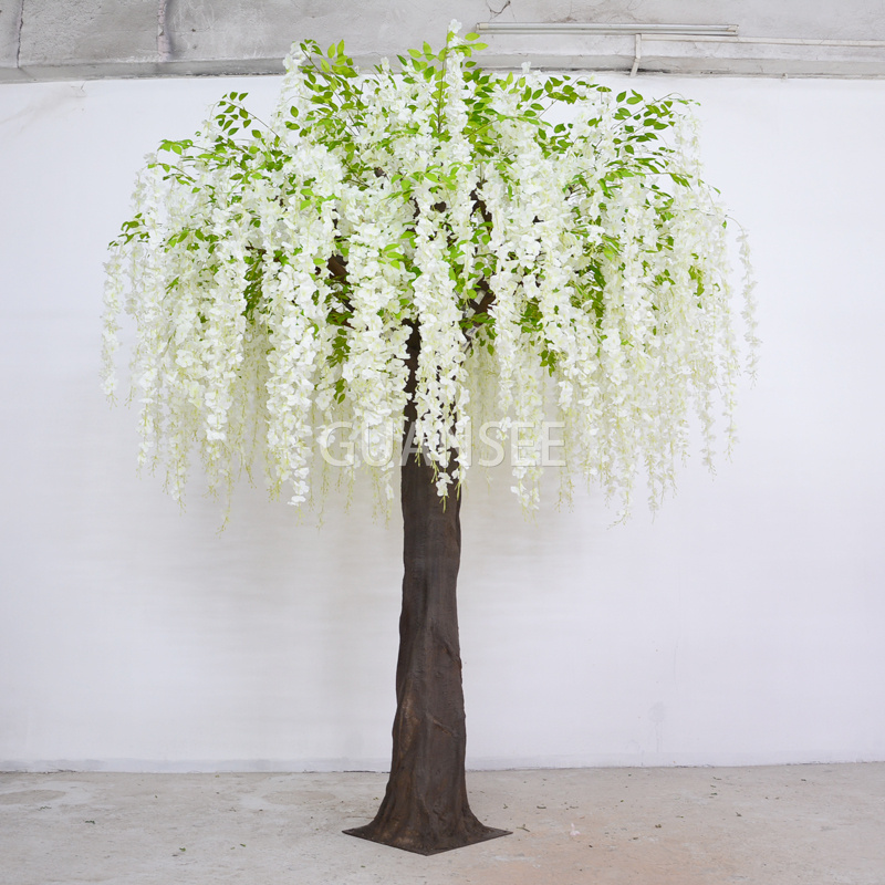  עץ פרחי ויסטריה מלאכותי באיכות גבוהה בגובה של כ-2.5 מ' לקישוט 
