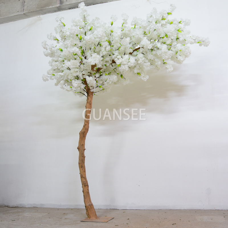  2,5m Dhuwur Kustom Palsu Cabang Sakura Bunga Putih Pohon Cherry Blossom kanggo Dekorasi Pernikahan Arch 