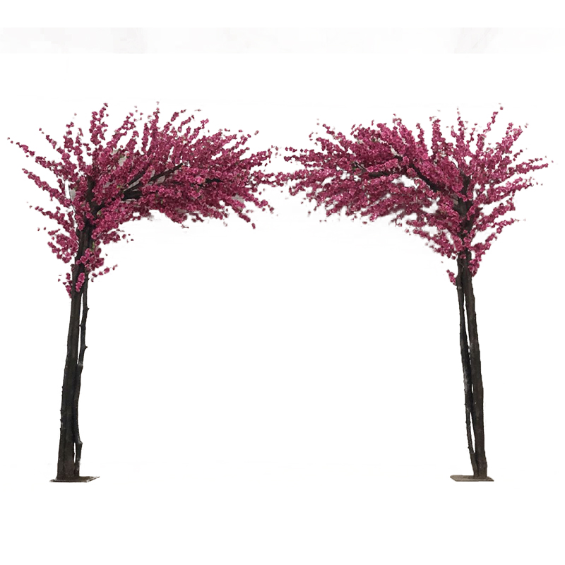 Plastic wood artificial peach blossom tree