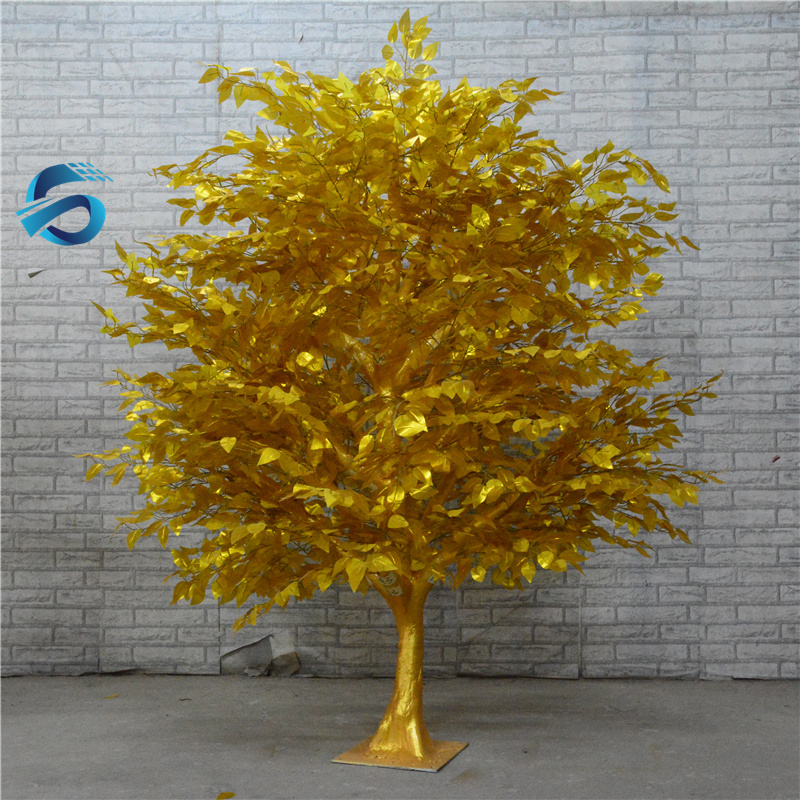  Künstlicher goldener Ficusbaum für draußen und drinnen 