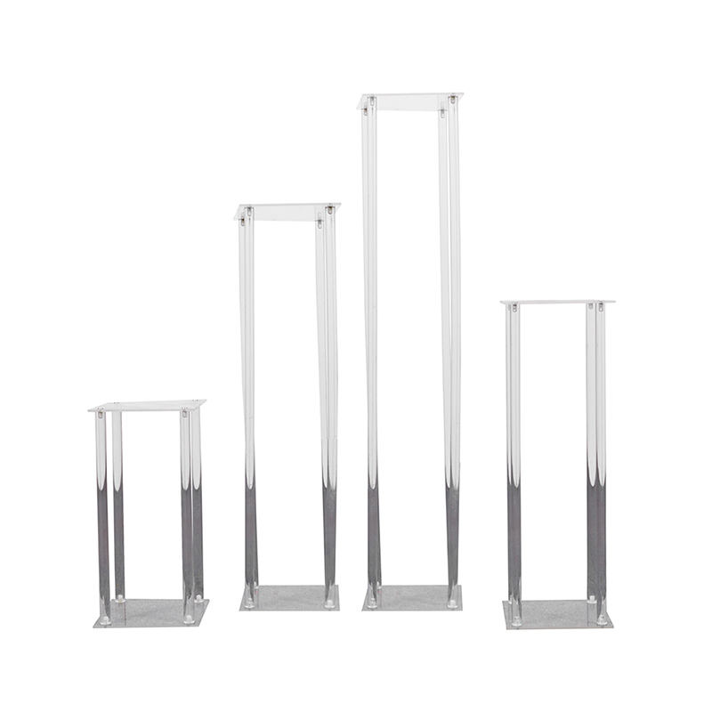 Crystal Clear Acrylic Flower Stand Table Centerpiece Rectangular Display Rack for Weddings Party Decoration