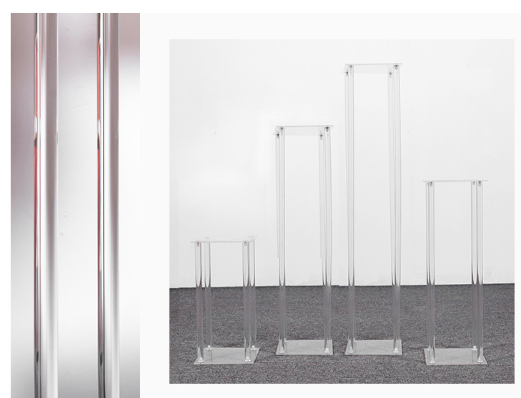  Crystal Clear Acrylic Flower Stand Τραπέζι Κεντρικό ορθογώνιο ράφι οθόνης για διακόσμηση πάρτι γάμου 