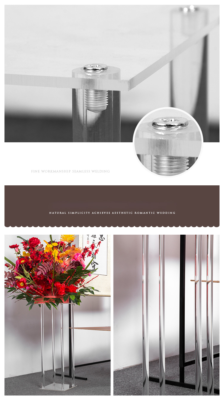  Crystal Clear Acrylic Flower Stand Table Centerpiece Rectangular Display Rack kanggo Dekorasi Pesta Pernikahan 