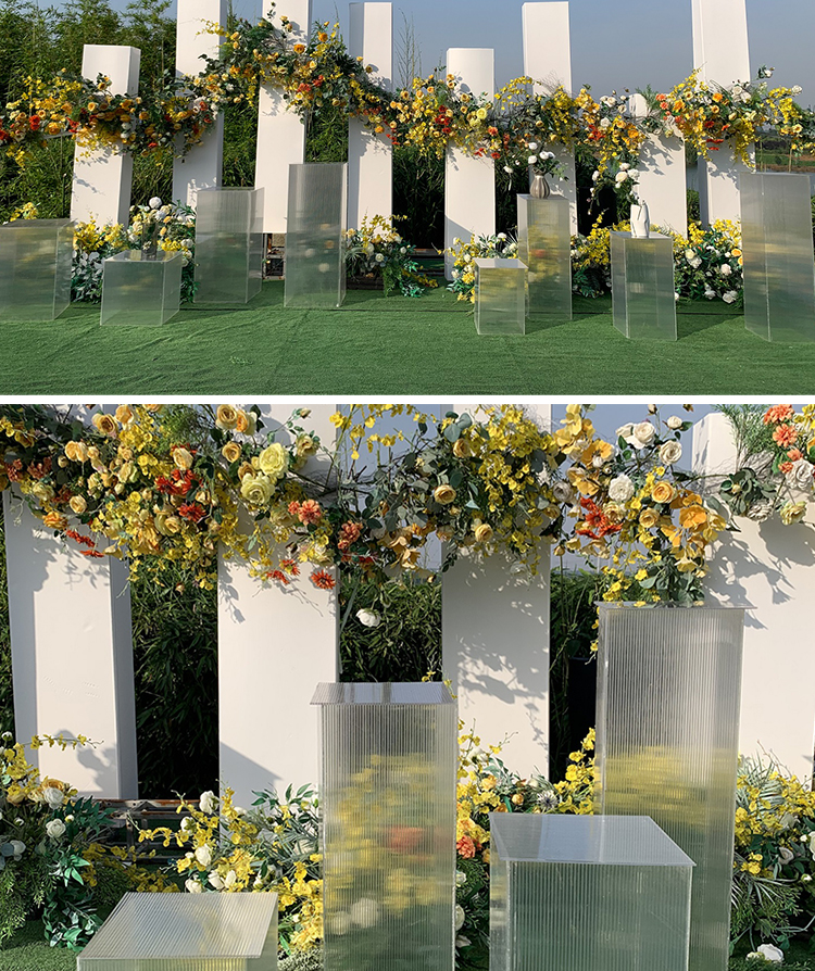  עמדת פרחים אקרילית לבמה קריסטל לחתונה 