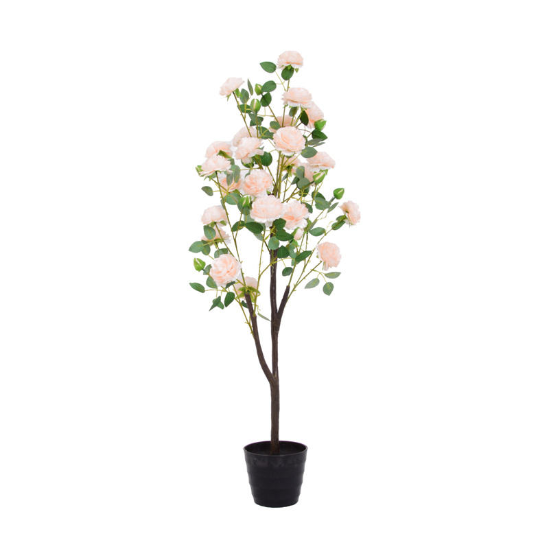 Small Wholesale Real Touch Faux Peony Bonsai Silk Art Flowers Pink Artificial Bouquet Potted From China Home Decoration