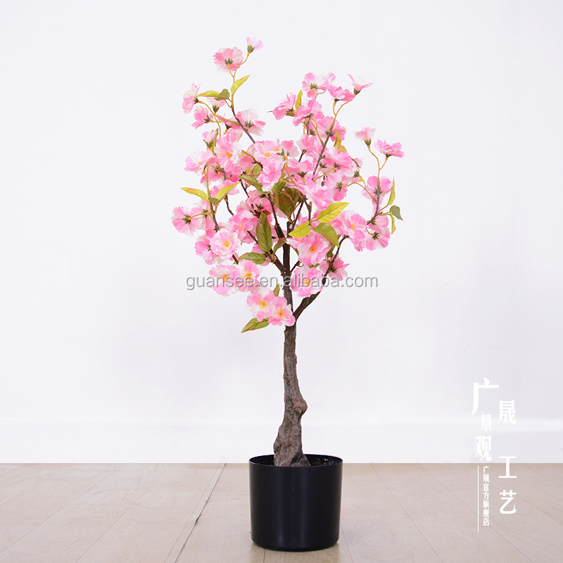  Korkealaatuinen sisätilojen koristelu keinotekoinen pieni kirsikankukkapuu 