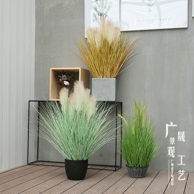  2-6 ft Jinis Tanduran Reed Tiruan Wit Bonsai Suket kanggo Gaya Desain Modern lan Dekorasi Omah 