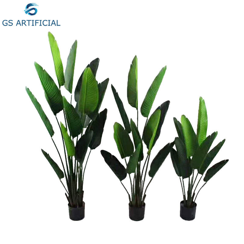 2-8 ft Artificial Bird of Paradise Bonsai and Indoor Travelers Palm Plant Tree