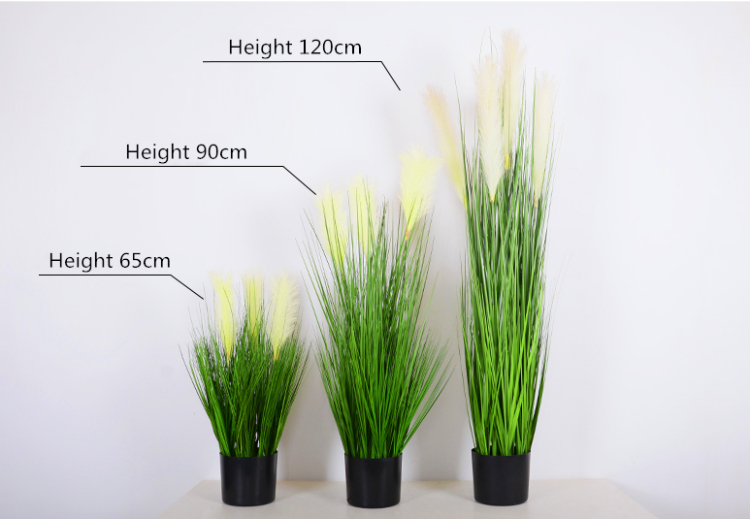 Factory direct fake flower with pot lifelike artificial reed plant/plastic onion grass