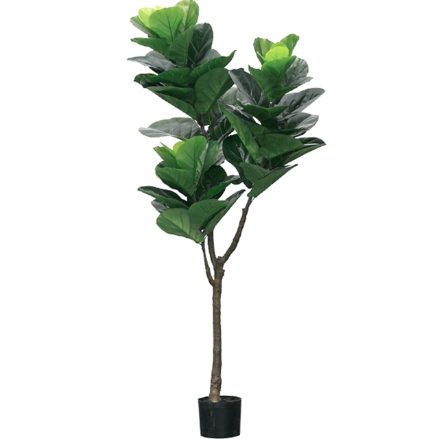  Artificial Fiddle Leaf Fig Tiag Tiag Faked Nroj Tsuag Ficus lyrata nrog lauj kaub rau Tsev thiab Chaw Kho Kom Zoo Nkauj 