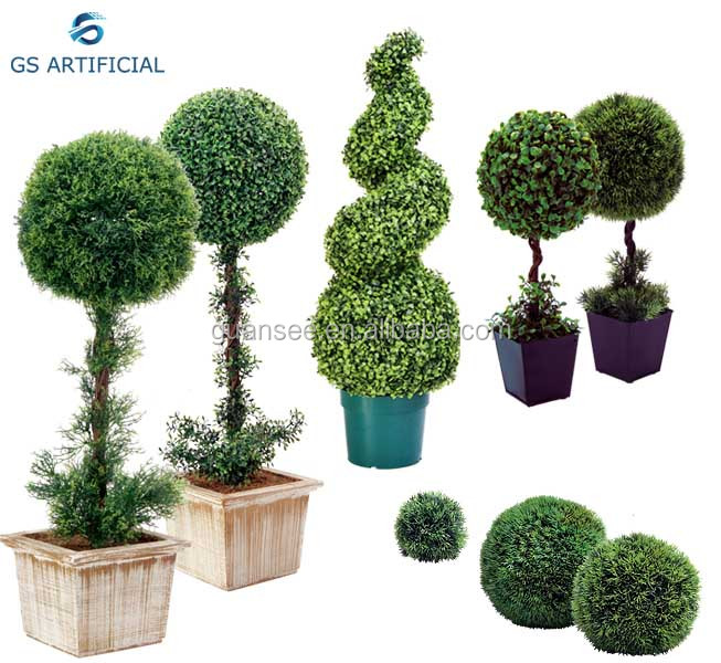 Home Garden Decor Artificial Ball Trees Plastic Pot Plants Artificial Topiary Ball Tree
