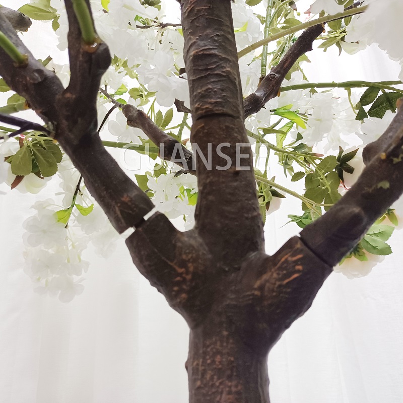  5 רגל עץ אדמונית מלאכותי מעורבב עם פרחי פריחת דובדבן פרחים מלאכותיים מקורה עיצוב עץ חתונה 