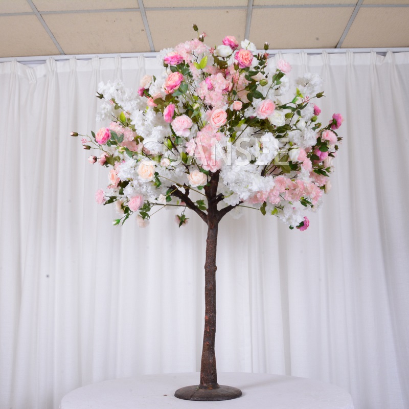  चेरी ब्लॉसम फूलों के साथ मिश्रित 5 फीट कृत्रिम peony पेड़ इंडोर कृत्रिम फूलों के पेड़ की सजावट शादी 