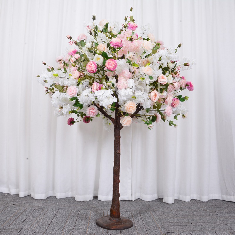  5 Fuß künstlicher Pfingstrosenbaum gemischt mit Kirschblüten-Blumen Künstliche Blumen für den Innenbereich Baum-Dekoration für Hochzeit 