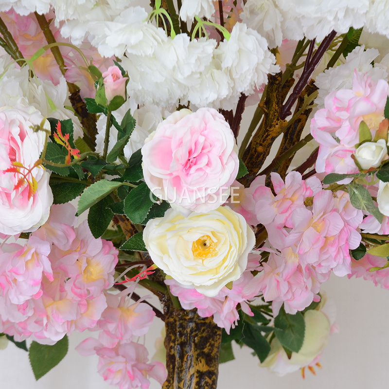  5 フィートの人工牡丹の木と桜の花を混ぜ合わせた屋内造花ツリー装飾結婚式 