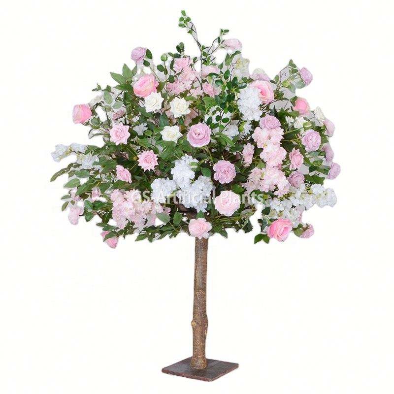 Customized Artificial Rose Tree Mixed Cherry Blossom Flowers Wedding Tree Centerpiece