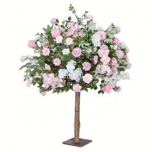 Персонализирано изкуствено розово дърво Смесени цветя от черешов цвят Сватбена елха в центъра