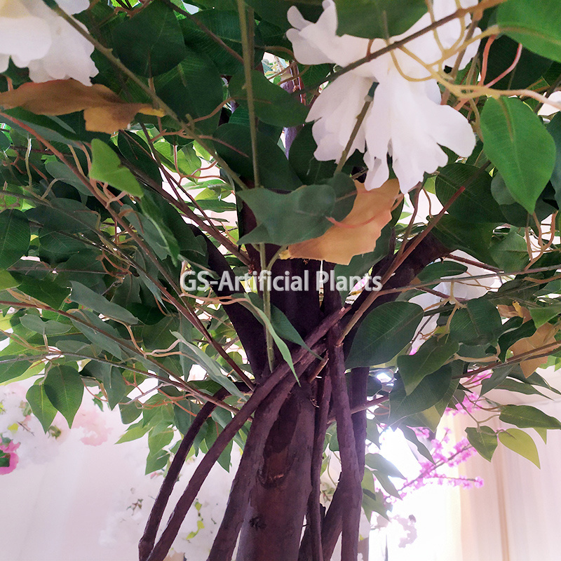  Árvore de ficus artificial de 4 pés misturada com flor de peônia para peça central de decoração de mesa 