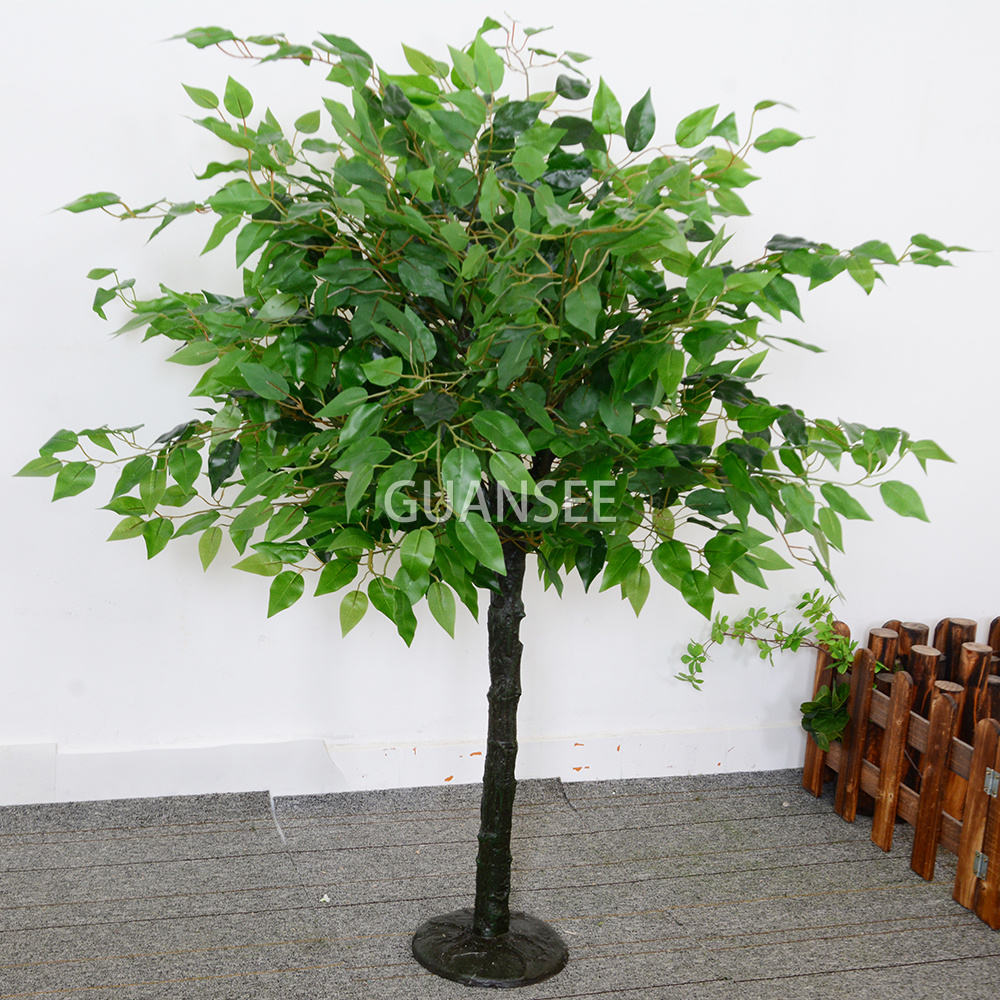 Artificial small Ficus Tree Green Leaves mixed with Cherry Blossom flower table centerpiece tree