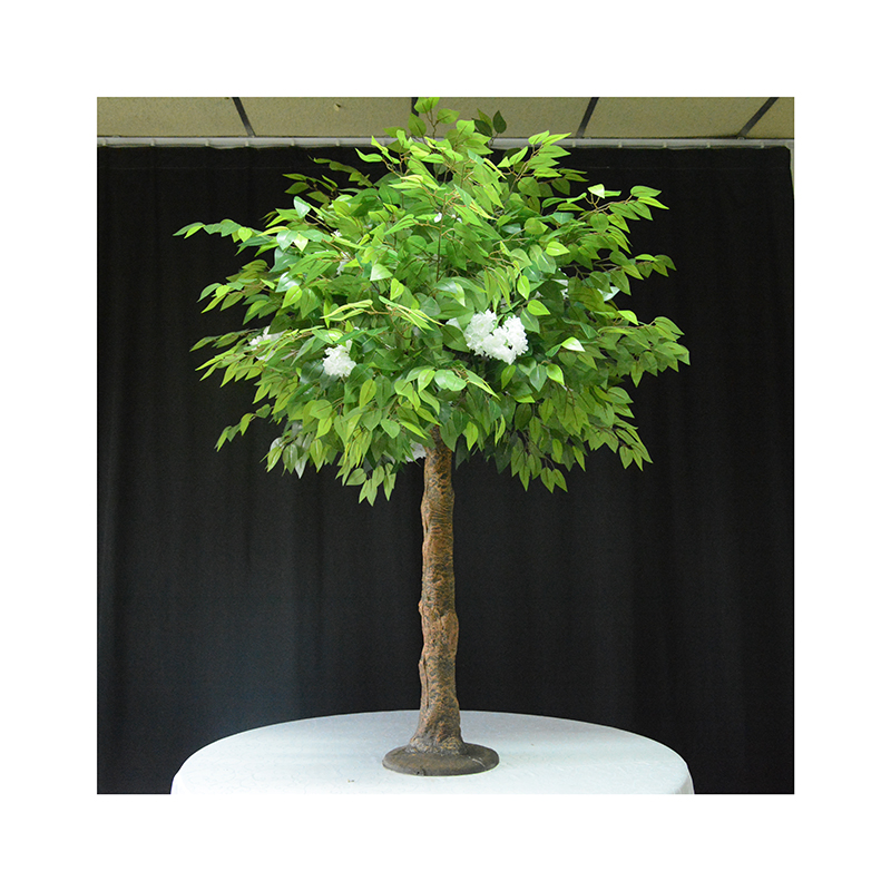 Artificial Green Leaves Ficus Tree with Cherry Blossom