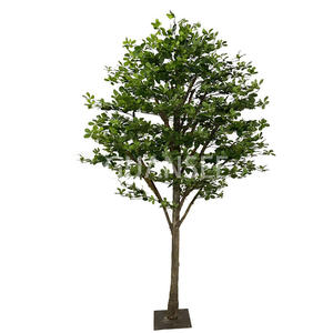 Дървена декорация за домашна градина от тунгово дърво от изкуствени зелени листа