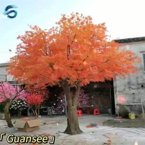 Red color Fiberglass Indoor Outdoor Artificial Autumn Plants And Trees Ornamental Decorative Artificial Maple Tree