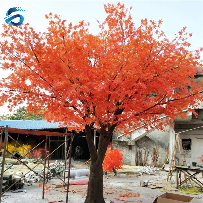  Изкуствени есенни кленови дървета в червен цвят 