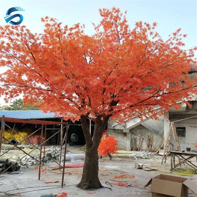Custom Size Fiberglass Indoor Outdoor Artificial Autumn Plants And Trees Ornamental Decorative Artificial Maple Tree