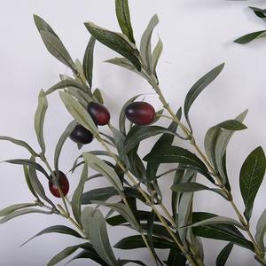 Zweige aus Kunststoff, Olivenblätter, Stiel, künstlicher Olivenzweig mit Früchten für die Heimdekoration