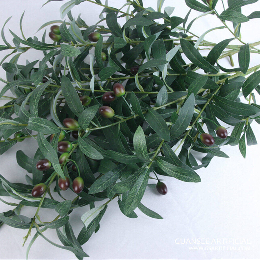 Ramos de folha de oliveira planta ramos de oliveira de alta qualidade hastes artificiais de oliveira para decoração de casa