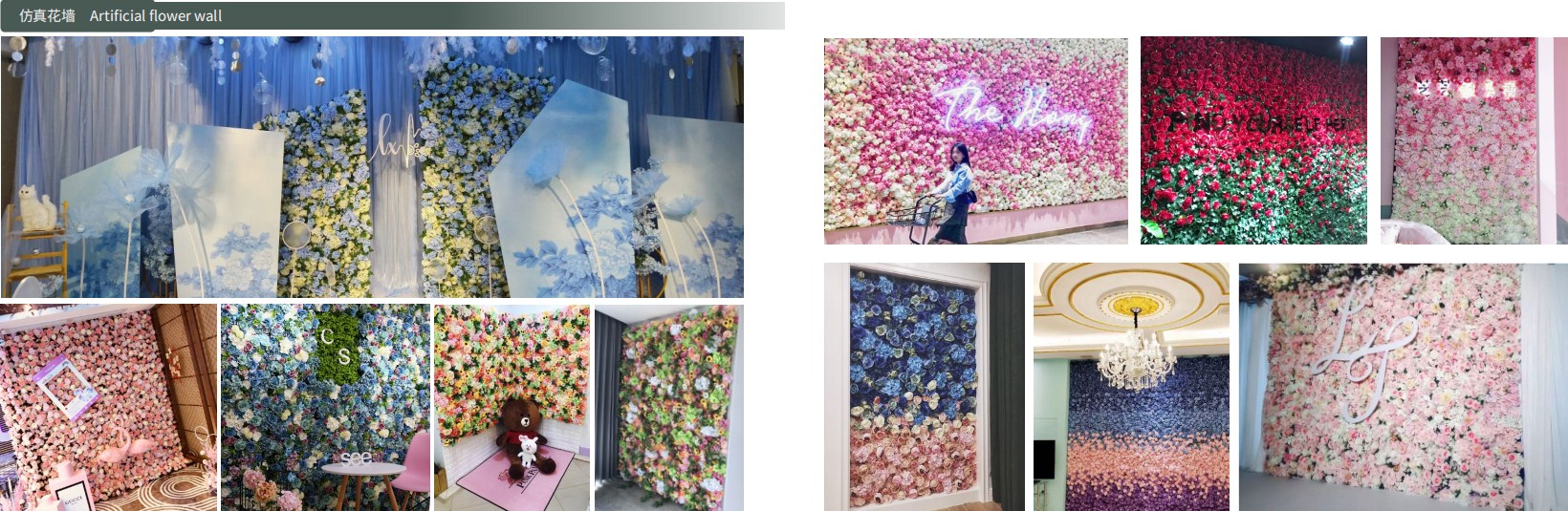 Artificial Colorful Rose peony Flower wall