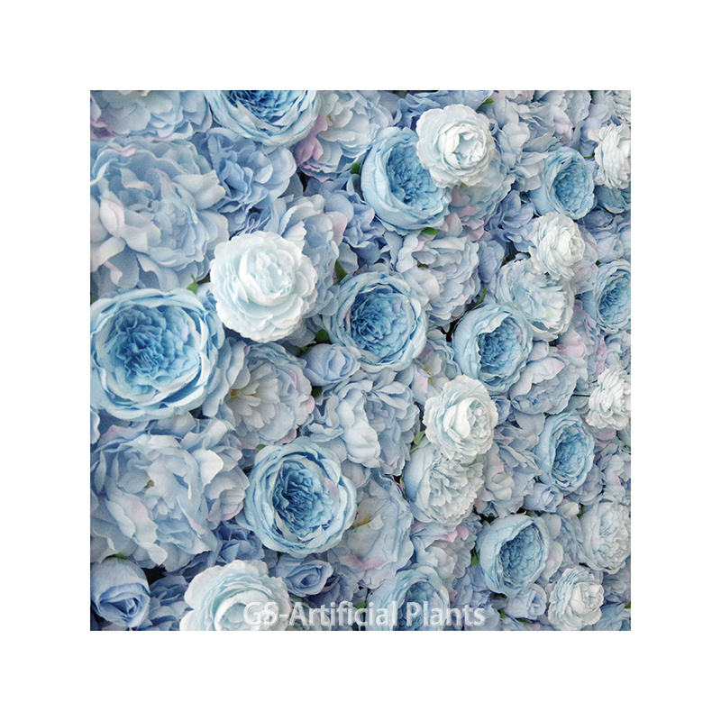 Artificial Silk Bule Flower Wall