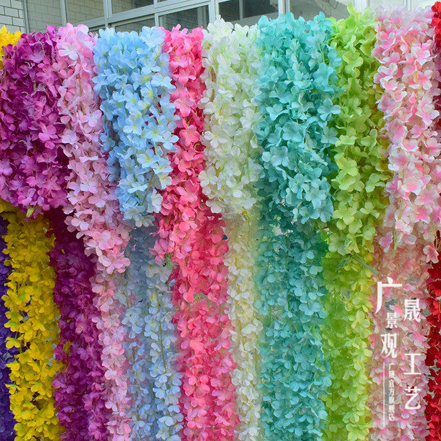 Artificial Hanging Wisteria Plants Flower Wall Greenery Vine for Decoration